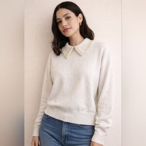 H&M Cute Cream White Sweater Women Medium